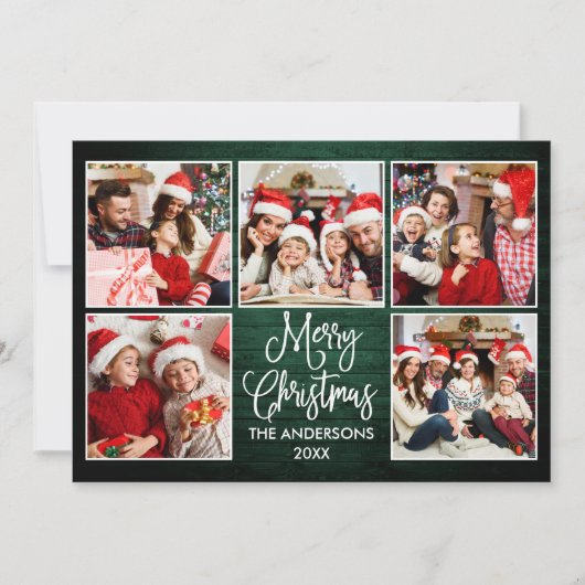 おもしろい書道グリーンウッド5写真クリスマス シーズンカード (正面)