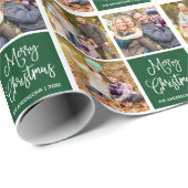 おもしろい書道スクリプトクリスマス3フォトグリーン ラッピングペーパー (ロールコーナー)