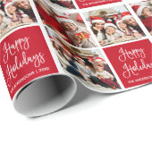 おもしろい書道スクリプトホリデー3フォトレッド ラッピングペーパー (ロールコーナー)