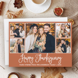 おもしろい書道テラコッタ5枚の写真感謝祭 シーズンカード