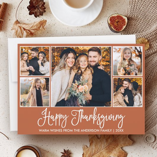 おもしろい書道テラコッタ5枚の写真感謝祭 シーズンカード