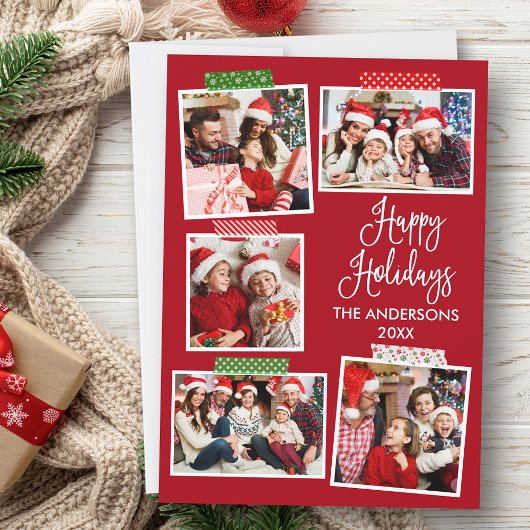 おもしろい書道ハッピーホリデイズクラフトテープレッド シーズンカード