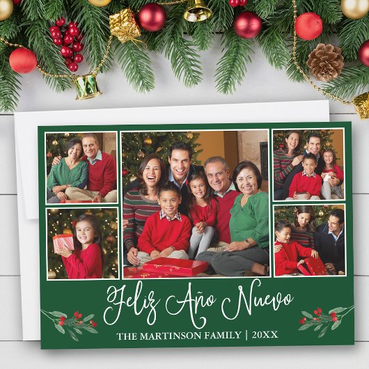 おもしろい書道フェリズAno Nuevoグリーン5写真 シーズンカード