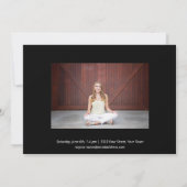 おもしろい書道フォトブラック卒業パーティー 招待状 (裏面)