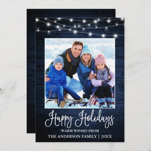 おもしろい書道ブルーウッドライトフォト シーズンカード (正面/裏面)