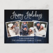 おもしろい書道ブルーウッド3フォトホリデー ポストカード (正面)