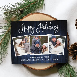 おもしろい書道ブルーウッド3フォトホリデー ポストカード