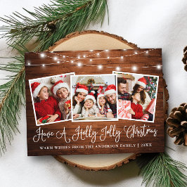 おもしろい書道ホリーすてきクリスマスウッドライト ポストカード