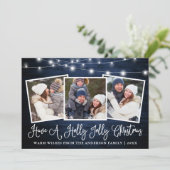 おもしろい書道ホリーすてきクリスマスブルー木材 シーズンカード (スタンド正面)