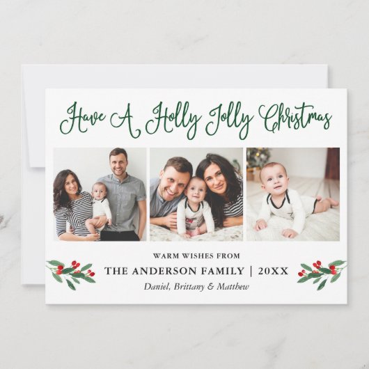 おもしろい書道ホリーすてきクリスマスベリー シーズンカード (正面)