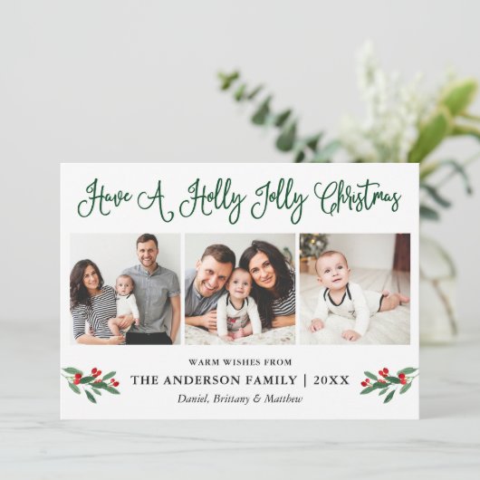 おもしろい書道ホリーすてきクリスマスベリー シーズンカード (スタンド正面)