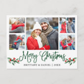 おもしろい書道ホリー5フォトカップルのクリスマス ポストカード (正面)