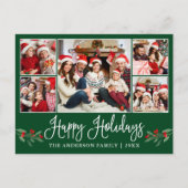 おもしろい書道ホリー5写真ハッピーホリデーズグリーン ポストカード (正面)