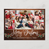 おもしろい書道メリークリスマスウッドホリー5写真 ポストカード (正面)