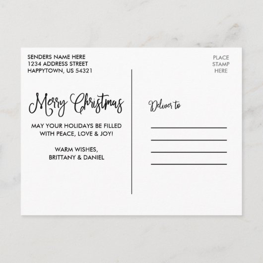 おもしろい書道レッドホリー5フォトカップルのクリスマス ポストカード (裏面)