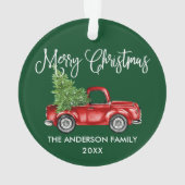 おもしろい書道ヴィンテージトラッククリスマスグリーン オーナメント (裏面)