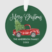 おもしろい書道ヴィンテージトラッククリスマスグリーン オーナメント (正面)
