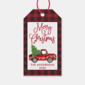 おもしろい書道ヴィンテージトラッククリスマスプレイド ギフトタグ (正面)