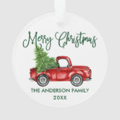 おもしろい書道ヴィンテージトラックグリーンクリスマス オーナメント (裏面)