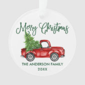 おもしろい書道ヴィンテージトラックグリーンクリスマス オーナメント (正面)