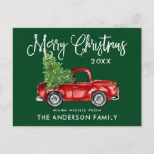 おもしろい書道ヴィンテージトラックツリークリスマスグリーン ポストカード (正面)