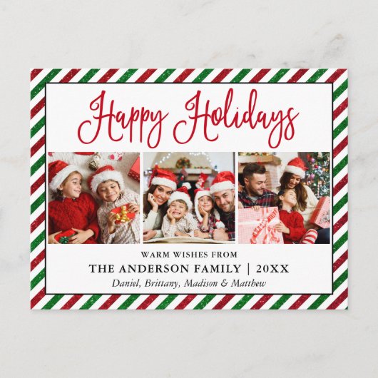 おもしろい書道休日グリッターストライプ3写真 ポストカード (正面)