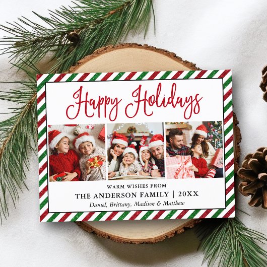 おもしろい書道休日グリッターストライプ3写真 ポストカード