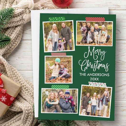 おもしろい書道楽しいクリスマスクラフトテープグリーン シーズンカード