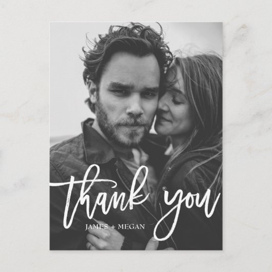 おもしろい書道結婚写真ありがとう ポストカード (正面)