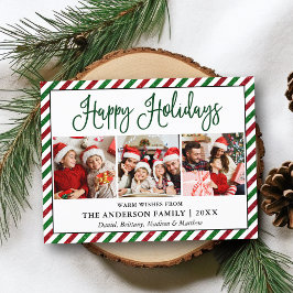 おもしろい書道3フォトホリデーグリッターストライプ ポストカード