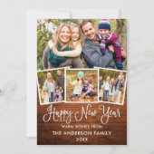 おもしろい書道4フォトウッドハッピーニューイヤー シーズンカード (正面)