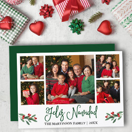 おもしろい書道5 Photo Green Feliz Navidad シーズンカード