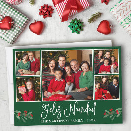 おもしろい書道5 Photo Green Feliz Navidad シーズンカード
