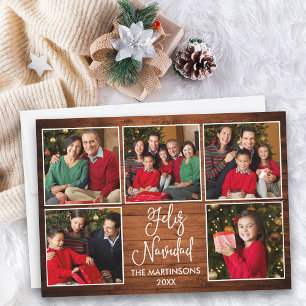 おもしろい書道5 Photo Wood Feliz Navidad シーズンカード