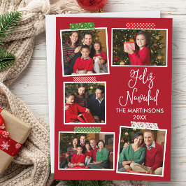 おもしろい書道Feliz Navidadクラフトテープレッド シーズンカード