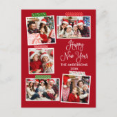 おもしろい書happy新年クラフトテープレッド ポストカード (正面)