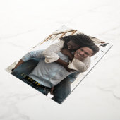 おもしろい最後に写真の結婚式の日付金ゴールドを保存 箔招待状 (回転した状態)