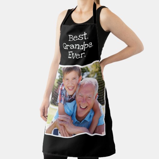 おもしろい最高のおじいちゃんが写真パーソナライズされた黒 エプロン (インサイチュ)