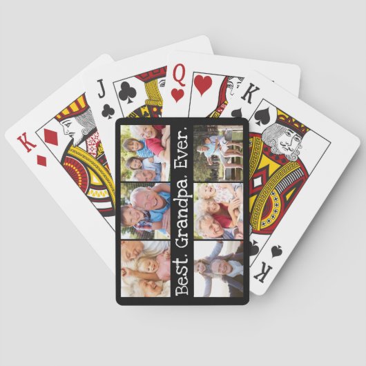 おもしろい最高のおじいちゃん – 6枚の写真コラージュ  トランプ (裏面)