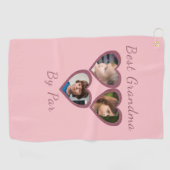 おもしろい最高のおばあちゃんBy Par Pinkハート3 Kids Photo ゴルフタオル (横)