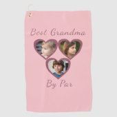 おもしろい最高のおばあちゃんBy Par Pinkハート3 Kids Photo ゴルフタオル (正面)
