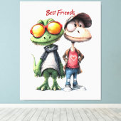 おもしろい最高のの「友だち」ウォールアート キャンバスプリント (インサイチュ (ウッドフロア))