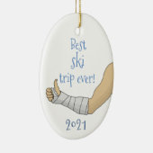 おもしろい最高のスキー旅行!ギプスで腕を折る セラミックオーナメント (右)