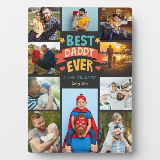 おもしろい最高のダディ10枚の写真コラージュ漫画フォント フォトプラーク (正面)