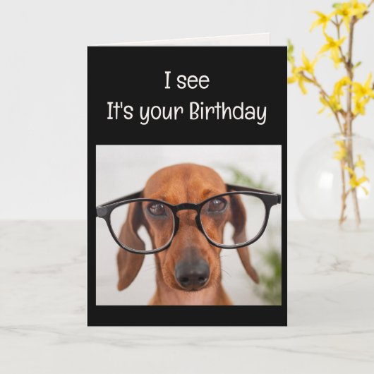 おもしろい最高のドゴン誕生日の犬の動物ユーモア カード (黄色い花)