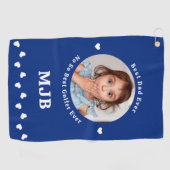 おもしろい最高のパパパーソナライズされたブルー ゴルフタオル (横)