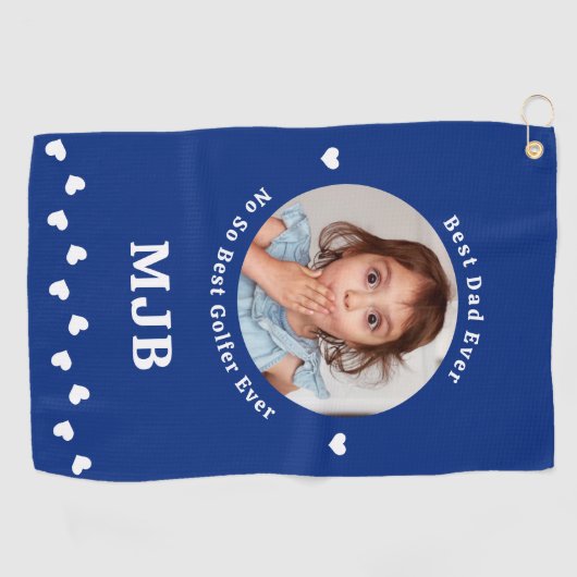 おもしろい最高のパパパーソナライズされたブルー ゴルフタオル (横)