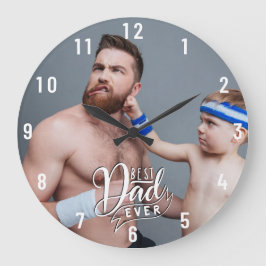 おもしろい最高のパパEver Photo Large Clock ラージ壁時計