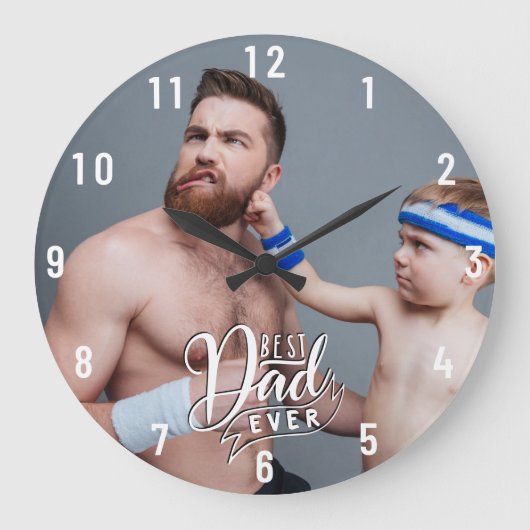 おもしろい最高のパパEver Photo Large Clock ラージ壁時計 (正面)