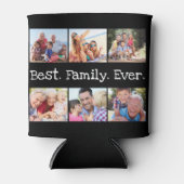 おもしろい最高のファミリ写真パーソナライズされたコラージブラックC 缶クーラー (正面)